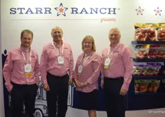 The team of Starr Ranch Growers proudly stands in front of the new booth and promotes the company's rebrand. From left to right: Brent Shammo, David Garcia, Michele Peters and Dan Wohlford.